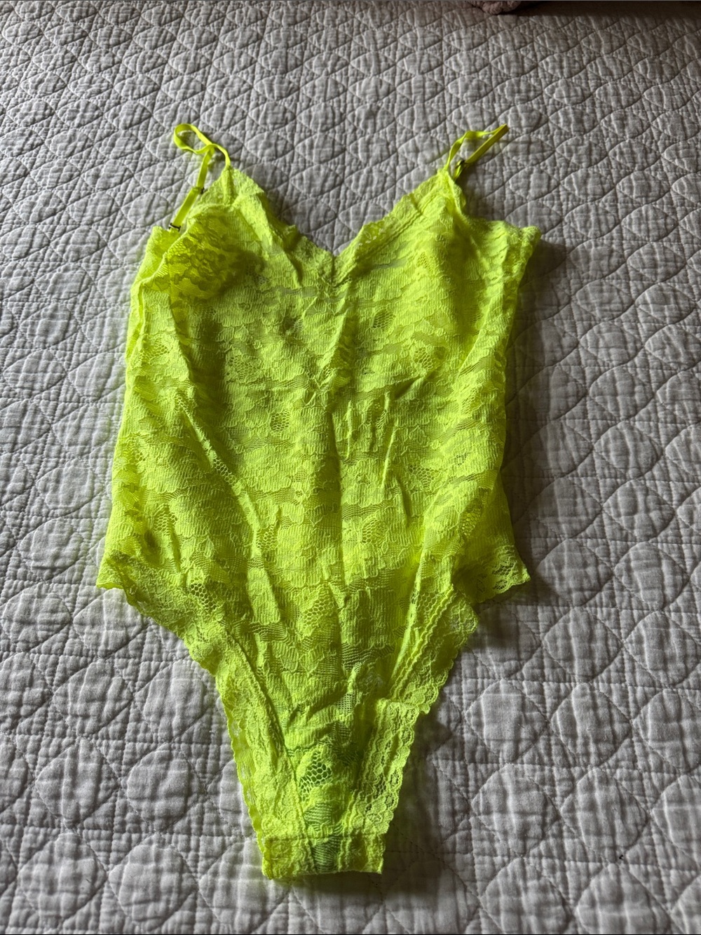 Neon Yellow Lace One-Piece Bodysuit for Kids